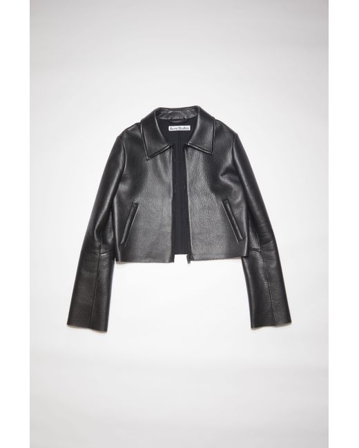 Acne Studios Leather Jacket in Black | Lyst