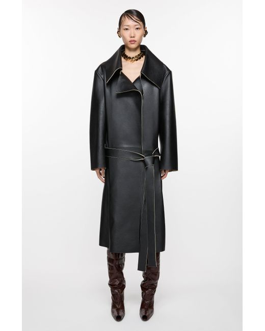 Acne Black Doppelreihiger Ledermantel