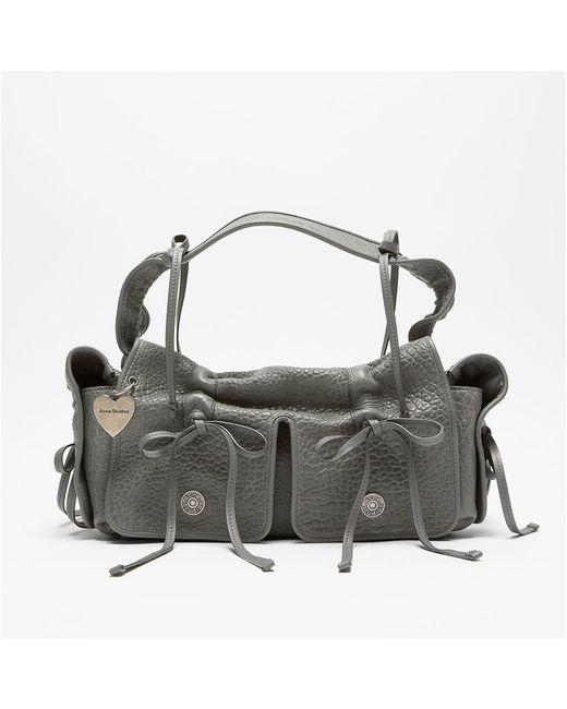 Acne Gray Multipocket Grained Leather Bag