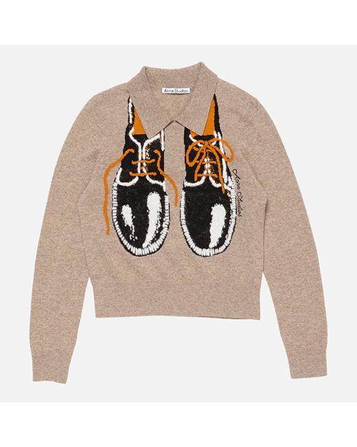 Acne Natural Yak Wool Polo Sweater for men