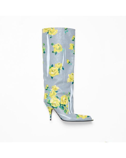 Acne Blue Leather Boots Open Toe
