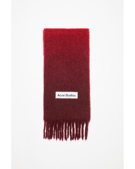 Acne Red Sciarpa In Mohair Dip Dye