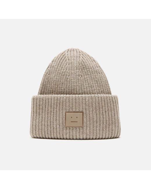 Acne Natural Large Face Logo Beanie