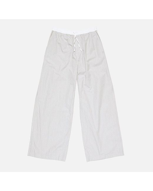 Acne White Striped Cotton Trousers