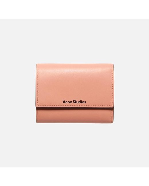 Acne Pink Trifold Leather Wallet