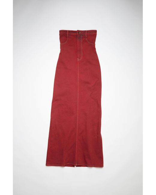 Acne Studios High Waist Denim Maxi Skirt in Red | Lyst