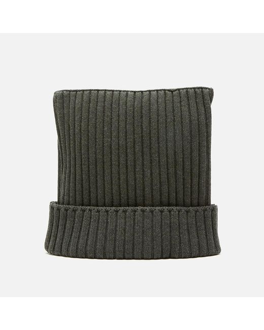 Acne Green Ribbed Square Beanie