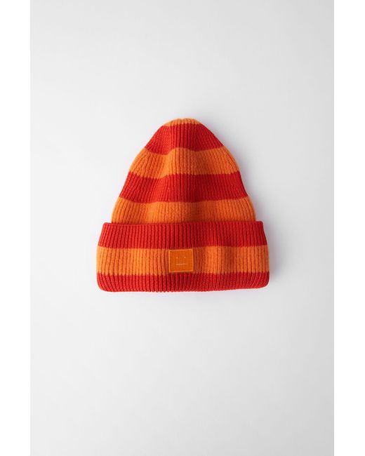 Cotton Striped Beanie geranium Orange 