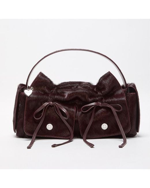 Acne Studios Multipocket Furry Leather Bag in Purple | Lyst