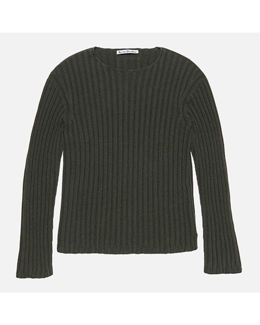 Acne Green Ribbed Crewneck Knit