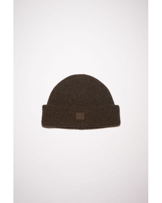 Wool Ribbed Knit Beanie Hat 