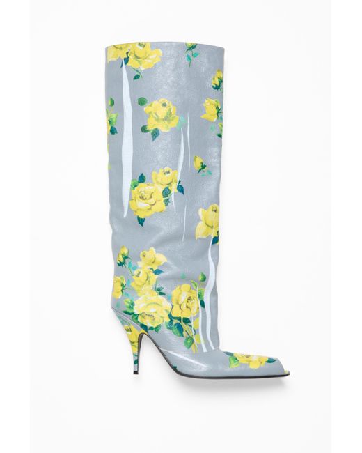 Acne White Leather Boots Open Toe