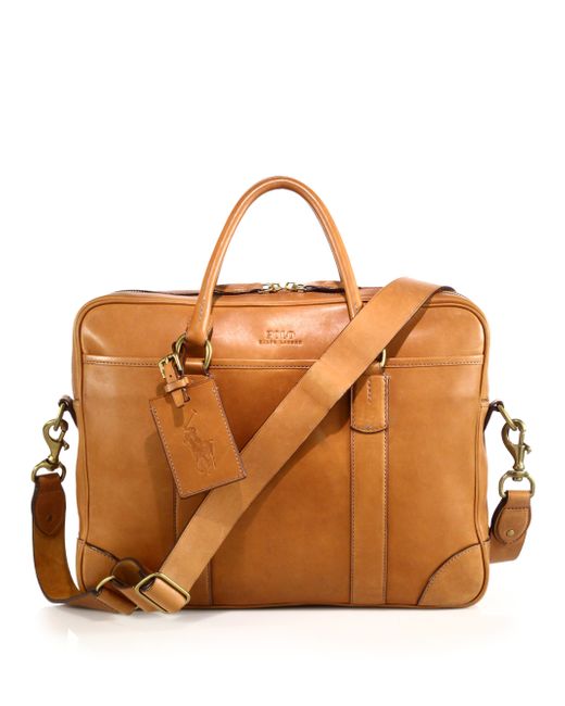 Polo Ralph Lauren Leather Commuter Bag in Brown for Men | Lyst