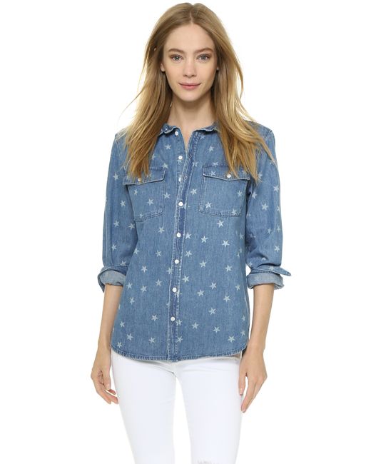 Zoe Karssen Star Chambray Buttondown Shirt - Denim Blue | Lyst Canada