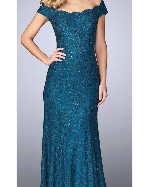 la femme beaded lace sheath dress