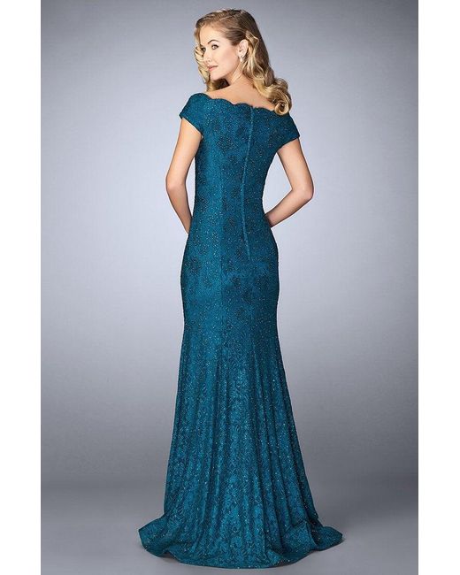la femme beaded lace sheath dress