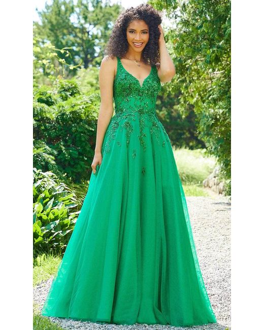 Mori Lee Sleeveless Prom Dress in Green | Lyst