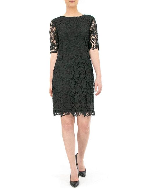 Nina Leonard Lace Sheath Formal Dress in Black | Lyst
