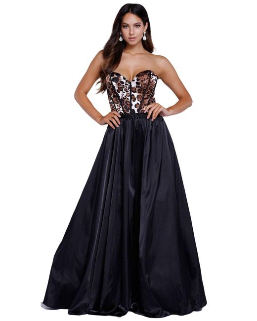 Nox Anabel Strapless Leopard Print Evening Gown in Blue Lyst