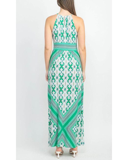 London Times Printed Halter Dress in Green | Lyst