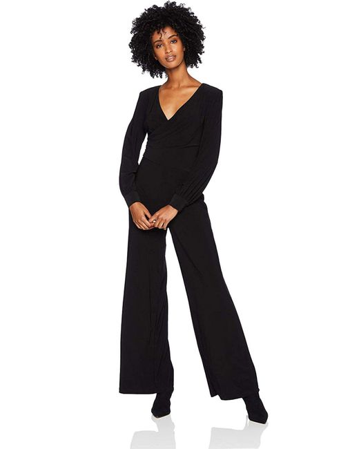 Adrianna Papell Long Bishop Sleeve Flared Jumpsuit in Black - Lyst