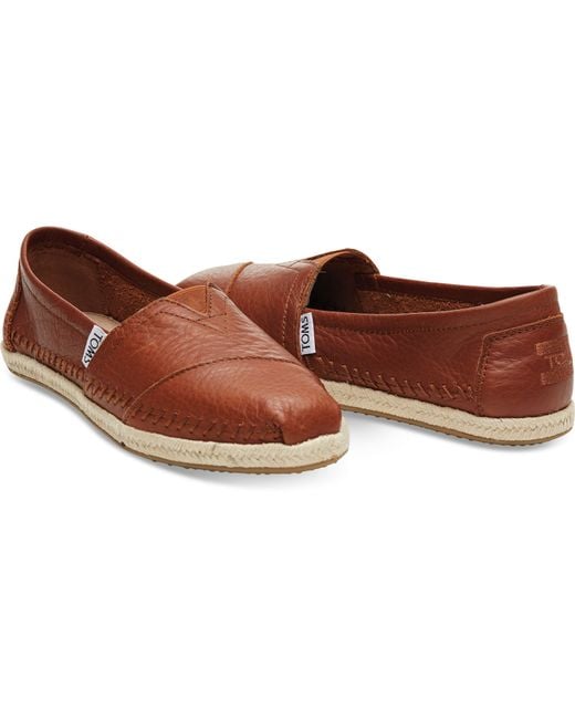 TOMS Brown Cognac Full Grain Leather Women's Classics