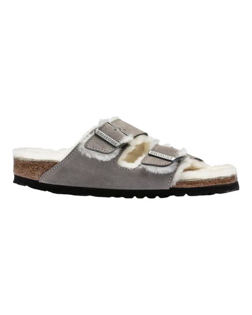 Birkenstock Arizona Shearling Stone Coin 1017402 in Gray for Men | Lyst