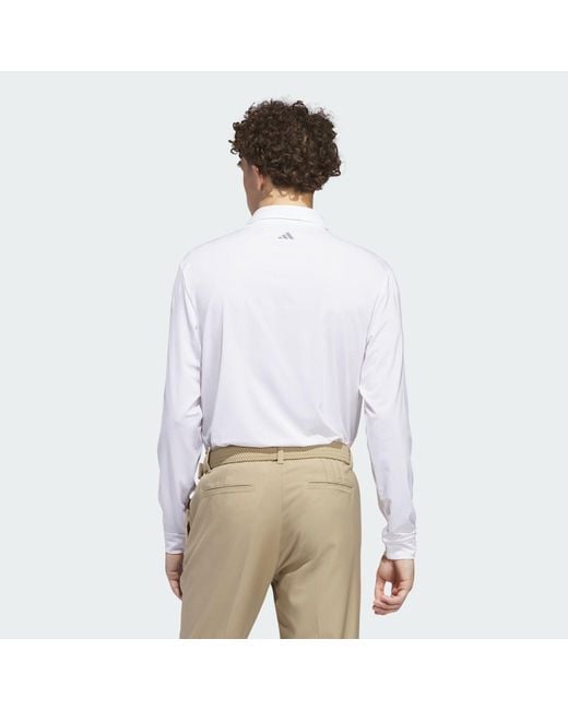 Adidas White Long Sleeve Polo Shirt for men