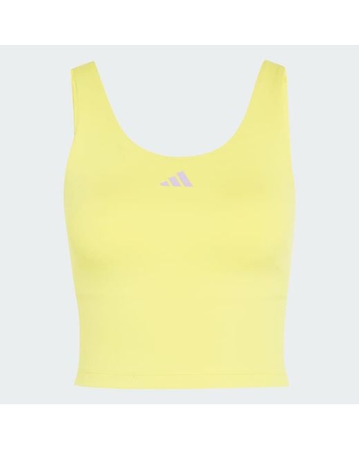 Adidas Green 3 Stripes Studio All Me Light Support Tank Top