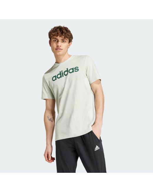 Adidas Natural Essentials Single Jersey Linear Embroidered Logo T-Shirt for men