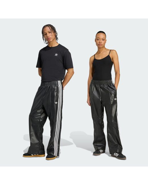 Adidas Black X Jeremy Scott Faux Leather Wide Joggers