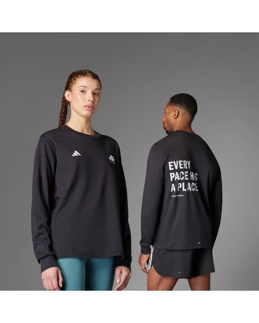 Adidas Gray Runners Long Sleeve Long-Sleeve Top (Gender Neutral)