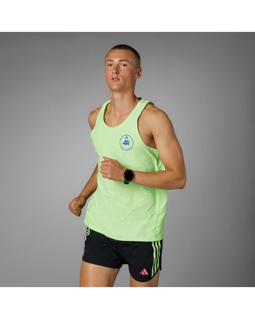 Own the Run Runners Tank Top di Adidas in Green da Uomo