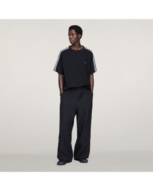 T-Shirt Y-3 A Manica Corta 3 Strisce di Adidas in Black