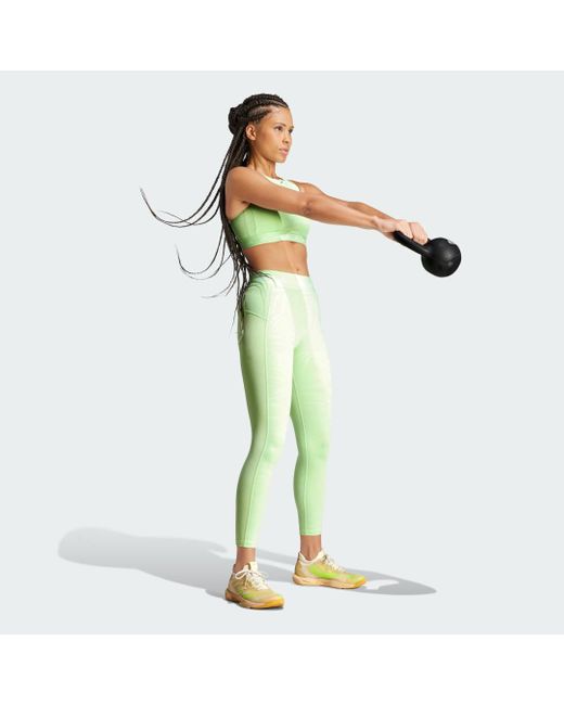 Reggiseno sportivo Powerimpact Training Medium-Support Techfit High-Neck Zip di Adidas in Green