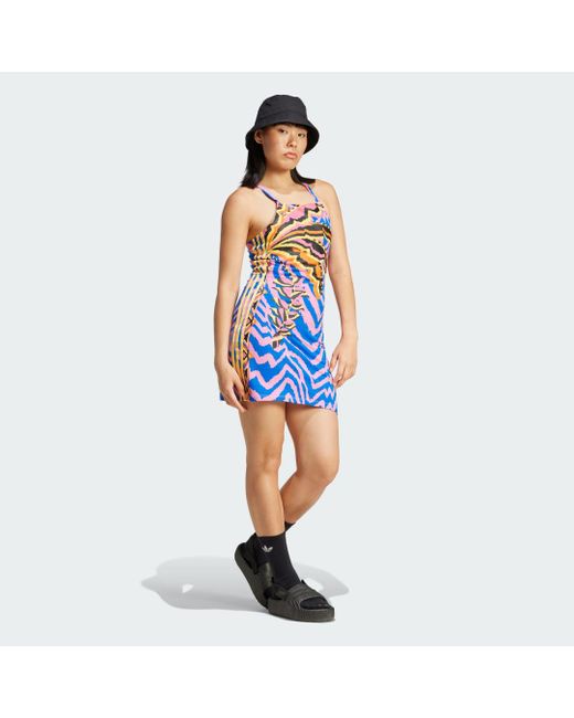 Adidas Blue Satin Printed Mini Dress