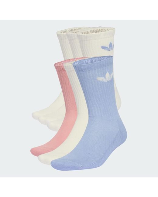 Adidas Blue Trefoil Cushion Crew Socks 6 Pairs