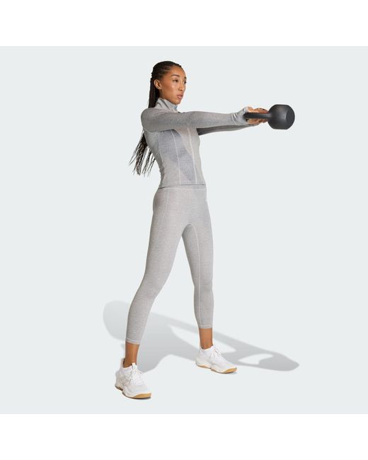 Adidas Gray Workout Essentials Heather Zip Through Jacket