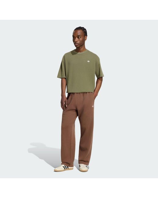 Adidas Originals Green T-Shirt Adidas Trefoil Essentials Washed Loose Dropped Shoulder T-Shirt for men