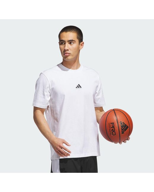 Adidas White Basketball Graphic Tee for men