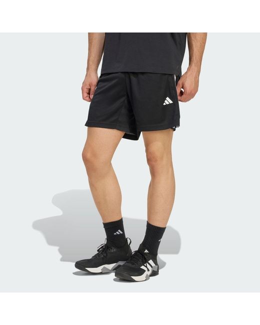 Adidas Black Workout Essentials Base 3-Stripes Pique Short 7Inch for men
