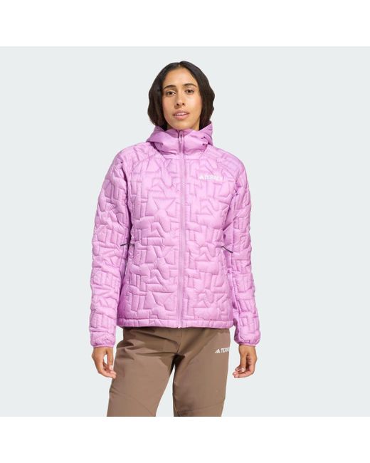 Adidas Purple Terrex Xperior Primaloft Loose Fill Insulated Hooded Jacket