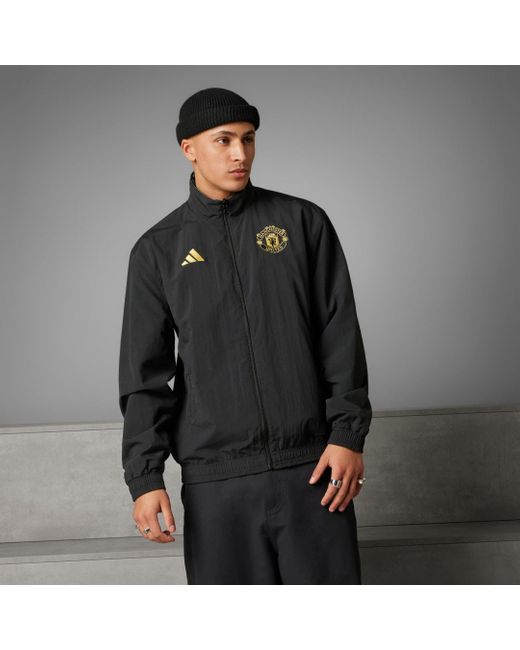 Adidas Black Manchester United Stone Roses Anthem Jacket for men