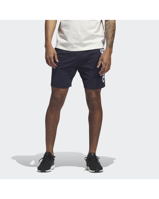 Adidas Blue Aeroready Essentials Single Jersey Linear Logo Shorts for men