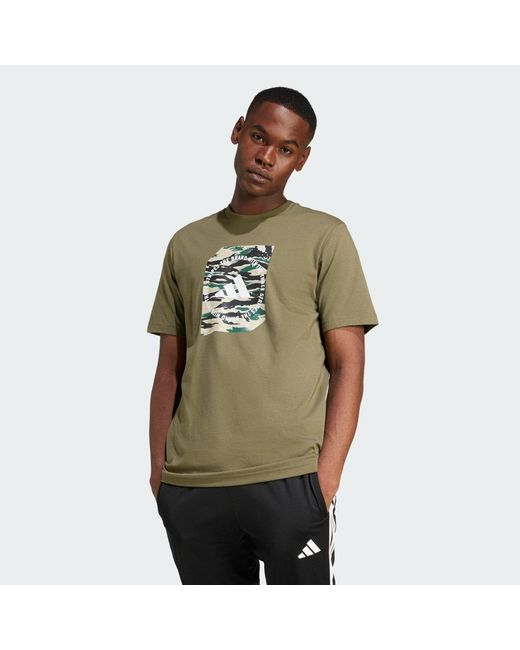Adidas Green Camo Shape Graphic T-Shirt for men