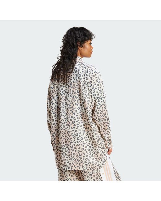 Adidas Gray Originals Leopard Luxe Long-sleeve Top