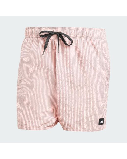 Adidas Pink Stripey Classics Swim Shorts Short Length for men