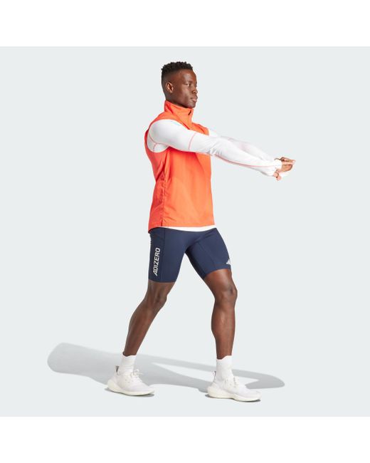 Giacca senza maniche da running adizero Half-Zip di Adidas in Orange da Uomo