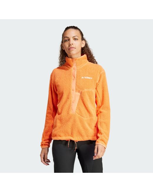 Adidas Originals Terrex Xploric High-Pile Fleece Pullover in het Orange