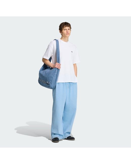 Adidas Blue Trefoil Essentials Melange Baggy Open Hem Joggers for men